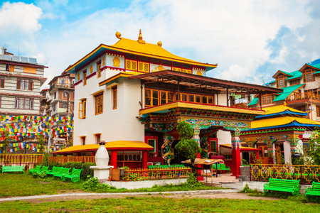 Buddhist Monastery and Temple in Manali town, Himachal Pradesh state of Indiaの写真素材