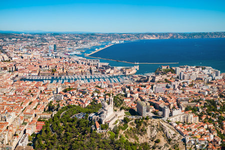 Marseille aerial panoramic view. Marseille is the second largest city of France.の写真素材