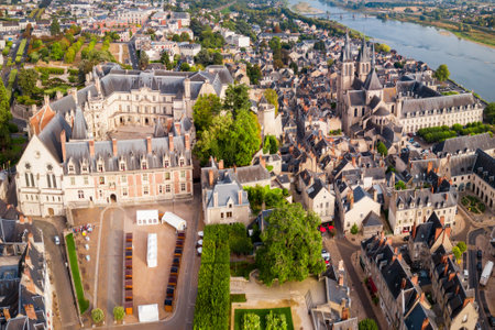Royal Chateau de Blois aerial panoramic view in Franceの写真素材