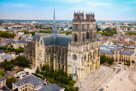 Orleans Cathedral or Basilique Cathedrale Sainte Croix d'Orleans is a Roman Catholic church in Orleans, Franceの写真素材