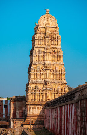 Virupaksha Temple at Hampi, was the centre of the Hindu Vijayanagara Empire in Karnataka state in Indiaの写真素材