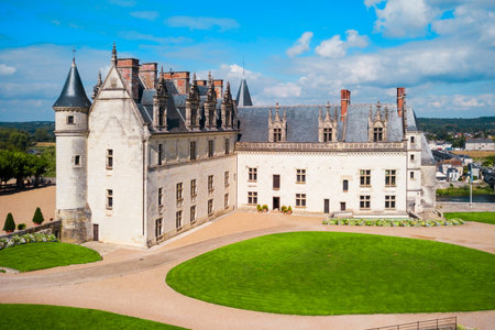 Chateau d'Amboise aerial view. It is a chateau in Amboise city, Loire valley in France.の写真素材