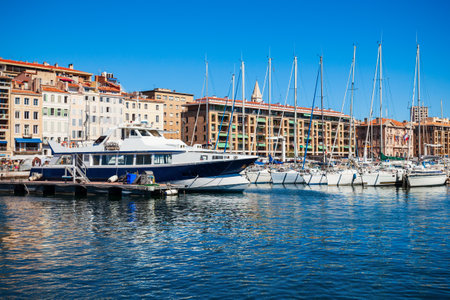 Old Port in Marseille. Marseille is the second largest city of France.の写真素材