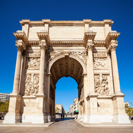 Porte d'Aix or Porte Royale is a triumphal arch in Marseille city in southern Franceの写真素材
