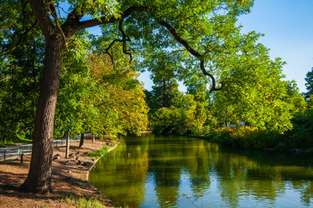 Bordeaux public garden or Jardin public de Bordeaux in Franceの写真素材