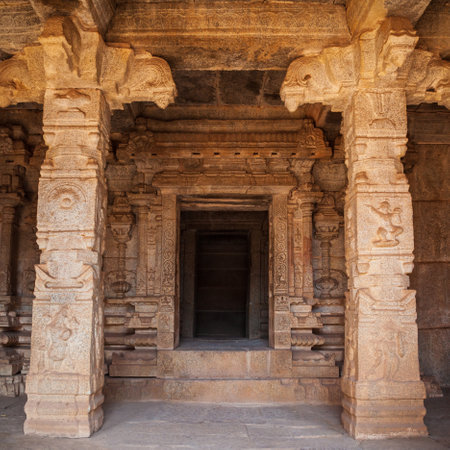 The Group of Monuments at Hampi was the centre of the Hindu Vijayanagara Empire in Karnataka state in Indiaの写真素材