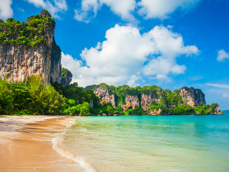 Beauty beach with yellow sand and crystal clear water in Thailandの写真素材
