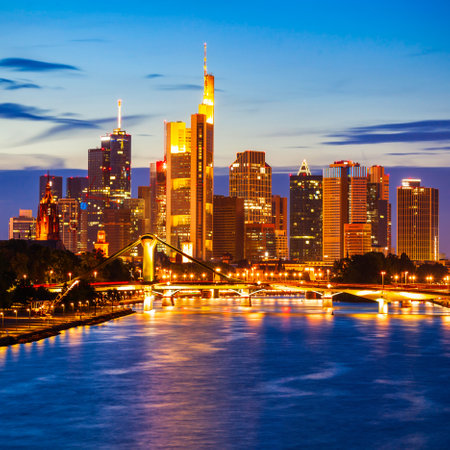Skyline of Frankfurt am Main city in Germanyの写真素材
