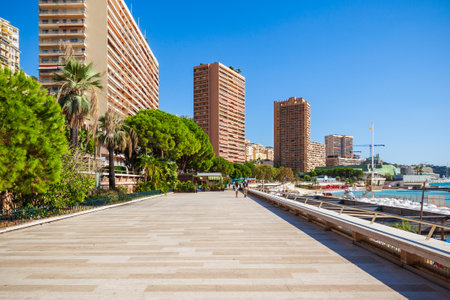 Monte Carlo promenade in Monaco, country on the French Riviera near France in Europeの写真素材