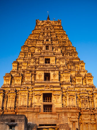 Virupaksha Temple at Hampi, was the centre of the Hindu Vijayanagara Empire in Karnataka state in Indiaの写真素材