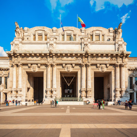 Stazione Milano Centrale is the main railway station of the Milan city in Lombardy region of northern Italyの写真素材