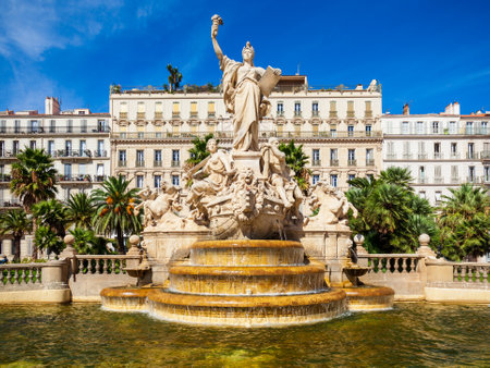 Freedom Square or Place de la Liberte in the centre of Toulon city in Franceの写真素材