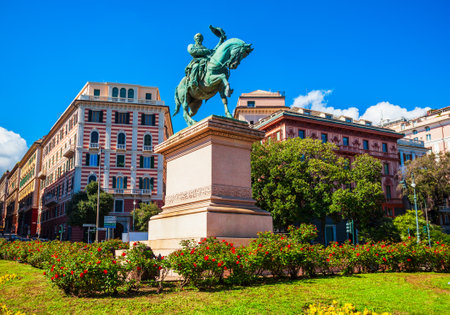 Piazza Corvetto square is a public square in the centre of Genoa city in Liguria region in Italyの写真素材
