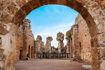 Perge was an ancient Anatolian city, now located near the Antalya city in Turkeyの写真素材