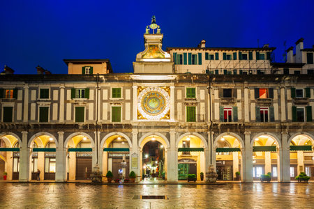 Piazza della Loggia is one of the main squares of Brescia city in north Italyの写真素材