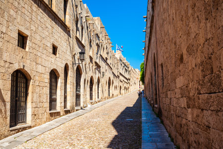 Street of the Knights of Rhodes in Rhodes island in Greeceの写真素材
