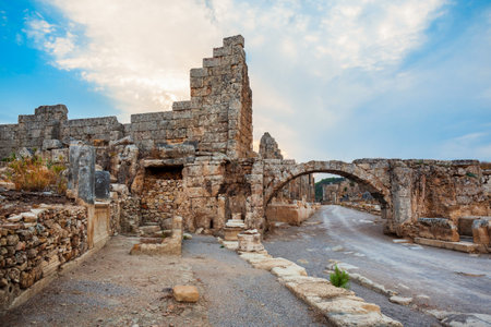 Perge was an ancient Anatolian city, now located near the Antalya city in Turkeyの写真素材