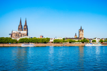 Cologne Cathedral and Great Saint Martin Church is a Romanesque Catholic church in Cologne, Germanyの写真素材