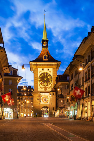 Zytglogge is a landmark medieval clock tower in Bern city in Switzerlandの写真素材