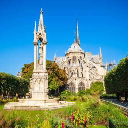 Notre Dame de Paris or Notre-Dame Cathedral is a medieval Catholic cathedral in Paris, Franceの写真素材