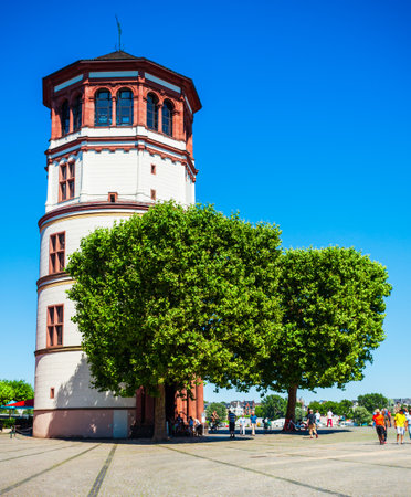 Schlossturm castle tower in aldstadt old town of Dusseldorf city in Germanyの写真素材