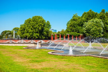 Nordpark is a public green area in the Stockum district in Dusseldorf city in Germanyの写真素材