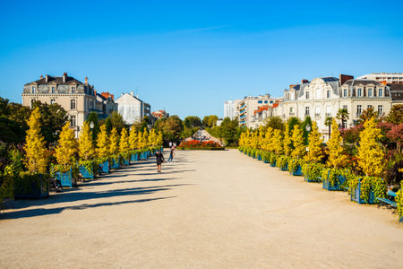 Mail Garden is a public park located in the city center of Angers in Loire Valley, Franceの写真素材