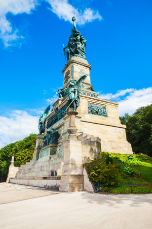 Niederwalddenkmal is a monument located in the Niederwald near Rudesheim am Rhein in Hesse, Germanyの写真素材
