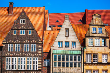 Marktplatz or market square in the old town of Bremen, Germanyの写真素材