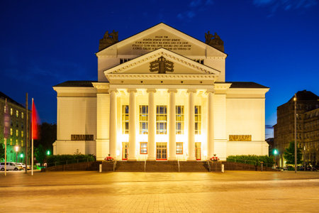 Duisburg Theatre is one of two opera houses located in Duisburg city, Germanyの写真素材