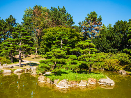 Japanese Garden in Nordpark is a public green area in the Stockum district in Dusseldorf city in Germanyの写真素材