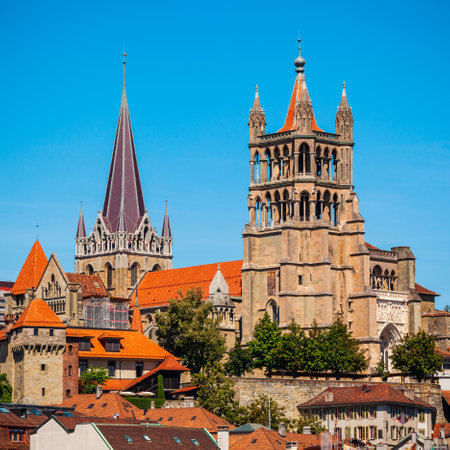 Cathedral of Notre Dame of Lausanne is a church located in the city of Lausanne, in the canton of Vaud in Switzerlandの写真素材
