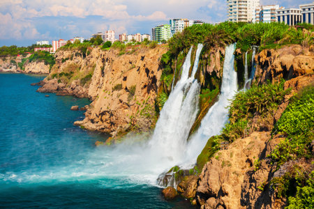 Duden waterfall park in Antalya city in Turkeyの写真素材