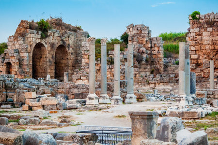 Perge was an ancient Anatolian city, now located near the Antalya city in Turkeyの写真素材