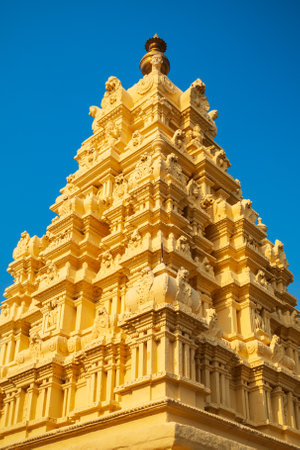 Chamundeshwari Temple is a hindu temple located on the top of Chamundi Hills near Mysore in Indiaの写真素材