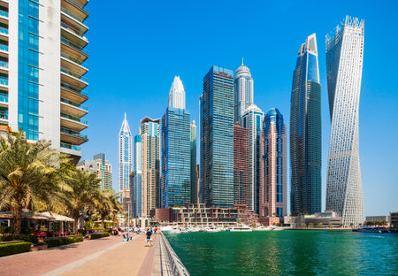 Dubai Marina is an artificial canal city and a district in Dubai in UAEの写真素材