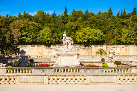 Les Jardins de la Fontaine is a public park located in Nimes city in southern Franceの写真素材