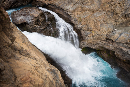 Iskanderkul Waterfall is located near the Iskanderkul lake in the Fann Mountains in Sughd Province...