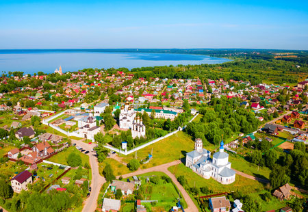 St. Nicholas or Nikolsky Monastery aerial panoramic view in Pereslavl Zalessky or Pereslavl-Zalessky city, Golden Ring of Russiaの写真素材