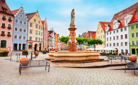 Hauptplatz main square in Landsberg am Lech. Landsberg am Lech is a town in southwest Bavaria, Germany.の写真素材