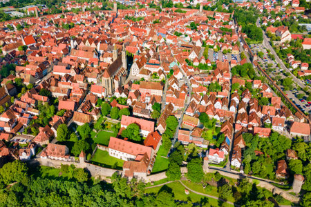 Rothenburg ob der Tauber aerial panoramic view. Rothenburg ob der Tauber is a city in the Franconia...