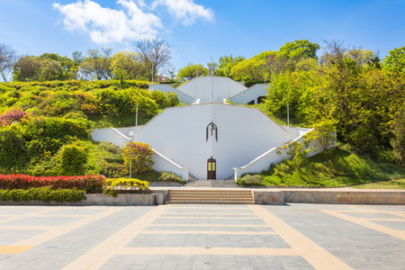 Historic stairs at the Burgas Central Beach. Burgas is the fourth largest city in Bulgaria.の写真素材