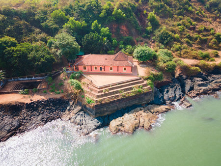 Rama Temple aerial panoramic view in Gokarna. Gokarna is the coastal town in Karnataka state of India.の写真素材