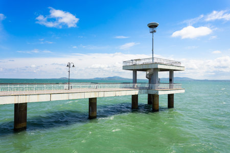 The Pier at the Burgas Central Beach. Burgas is the fourth largest city in Bulgaria.の写真素材