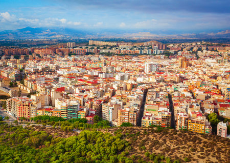 Alicante city centre aerial panoramic view. Alicante is a city in the Valencia region, Spain.の写真素材