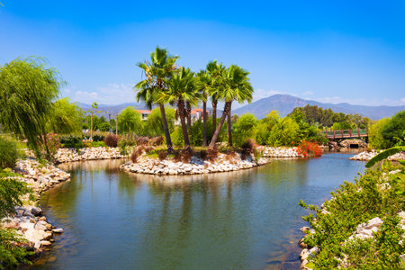 Sehit Fethi Bey public park in Fethiye city. Fethiye is a resort city in Mugla Province, Turkey.の写真素材