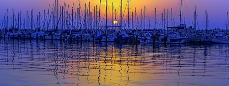 breathtaking sunset at the yacht club in Ashkelonの写真素材