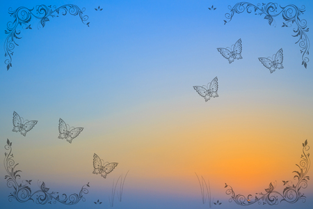 Clear blue sky with the sun awayの写真素材