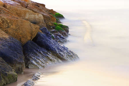 Rock sunk in the fogの写真素材