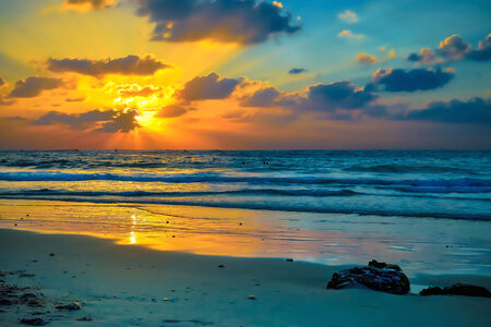 Colorful sunset over the seaの写真素材
